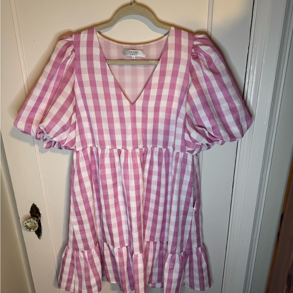CROSBY by Mollie Burch Pink and White Checkered Dress